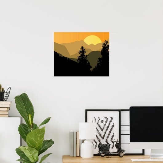 Mountain Sunset Poster (Thuiskantoor)