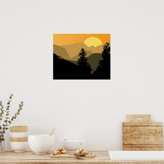 Mountain Sunset Poster (Keuken)