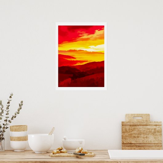 Mountain Sunset Poster (Keuken)