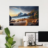 Mountain Sunset Poster (Thuiskantoor)