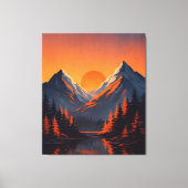 Mountain Sunset Reflection Fiery Orange Sky  Canvas Afdruk (Voorkant)