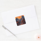 Mountain Sunset Reflection Fiery Orange Sky Vierkante Sticker (Envelop)
