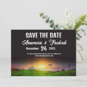 Mountain Sunset Rustiek Save The Date (Staand voorkant)