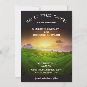 Mountain Sunset Rustiek Save The Date