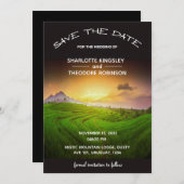 Mountain Sunset Rustiek Save The Date (Voorkant / Achterkant)