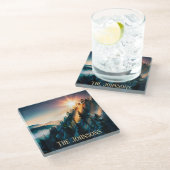 Mountain Sunset Signature Glazen Onderzetter (Schuin)