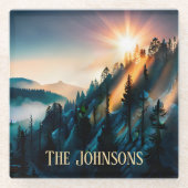 Mountain Sunset Signature Glazen Onderzetter (Voorkant)