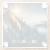 Mountain Sunset Signature Glazen Onderzetter (Achterkant)