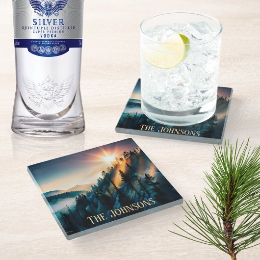 Mountain Sunset Signature Glazen Onderzetter