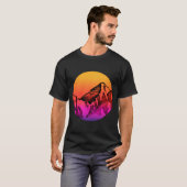 Mountain Sunset Silhouet Potlood Art T-shirt (Voorkant volledig)