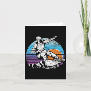 Mountain Sunset Snowboarden Wintersport Retro S Kaart