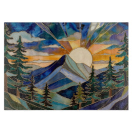 Mountain Sunset Stained Glass Cutting Board Snijplank