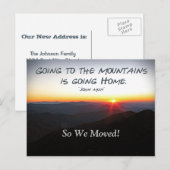 Mountain Sunset Star Shaped / Muir Adres CHG Aankondigingskaart (Voorkant / Achterkant)