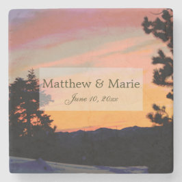 Mountain Sunset Stenen Onderzetter