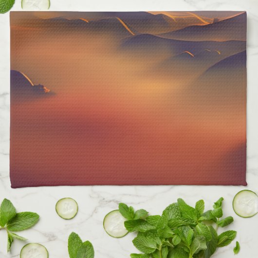 Mountain Sunset Theedoek (Gevouwen)