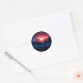 Mountain Sunset Vector Kunst Ronde Sticker (Envelop)