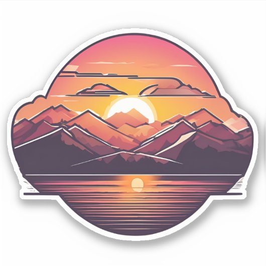 Mountain Sunset Waterdicht Sticker (Voorkant)