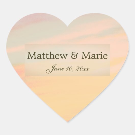 Mountain Sunset Wedding Hart Sticker (Voorkant)