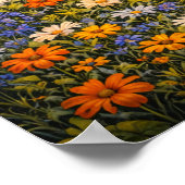 Mountain Sunset Wildflowers Retro Hippie Van Art Poster (Hoek)