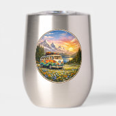 Mountain Sunset Wildflowers Retro Hippie Van Life (Voorkant)