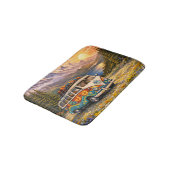 Mountain Sunset Wildflowers Retro Hippie Van Life Badmat (Gekanteld)
