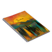 Mountain Sunshine Personalize Name Blue Green Gold Notitieboek (Rechterzijde)
