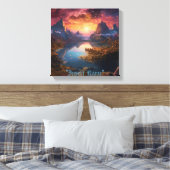 Mountain Symphony: Een harmonieuze mix van kleuren Canvas Afdruk (Insitu (Slaapkamer))