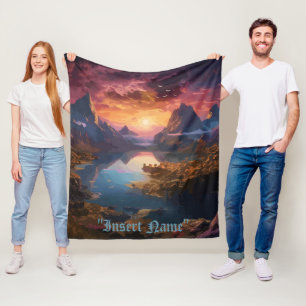 Mountain Symphony: Een harmonieuze mix van kleuren Fleece Deken