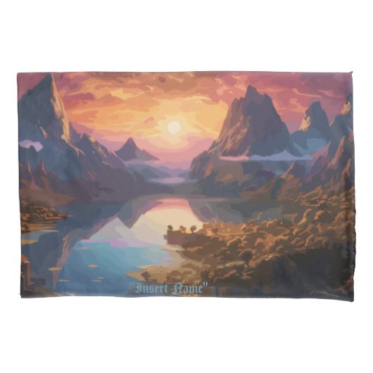 Mountain Symphony: Een harmonieuze mix van kleuren Kussensloop (Voorkant-Links)