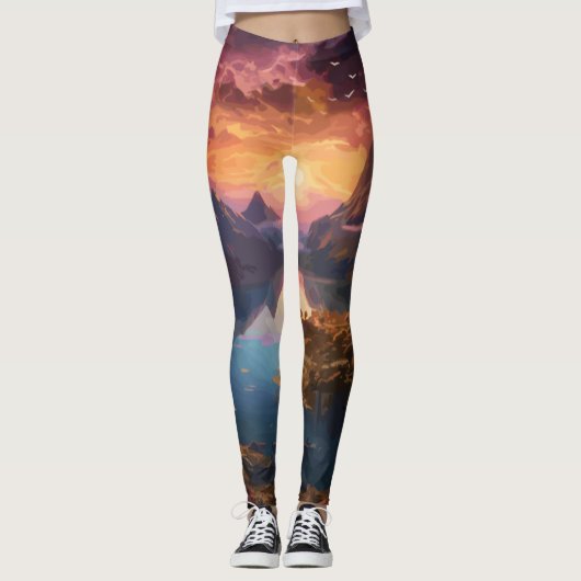 Mountain Symphony: Een harmonieuze mix van kleuren Leggings (Voorkant)