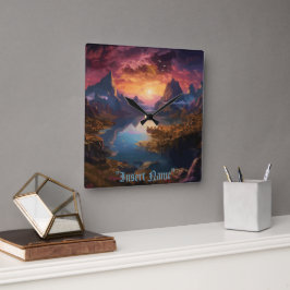 Mountain Symphony: Een harmonieuze mix van kleuren Vierkante Klok