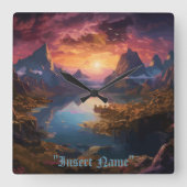 Mountain Symphony: Een harmonieuze mix van kleuren Vierkante Klok (Voorkant)