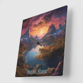 Mountain Symphony: Een harmonieuze mix van kleuren Vierkante Klok (Hoek)