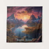 Mountain Symphony: Een harmonieuze mix van kleuren Wandkleed (Voorkant)