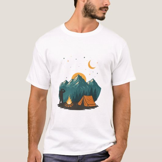 Mountain Tent Campfire Night Hiking tshirt (Voorkant)