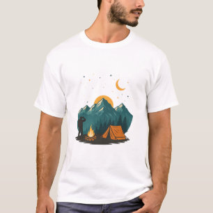 Mountain Tent Kampeer Vuur Nacht Wandel T-shirt