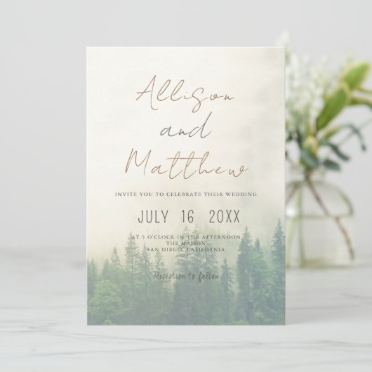 Mountain Theme Wedding Kaart (Staand voorkant)