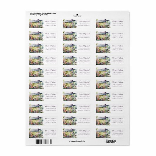 Mountain Thyme Wildflower Return Address Etiket (Full Sheet)