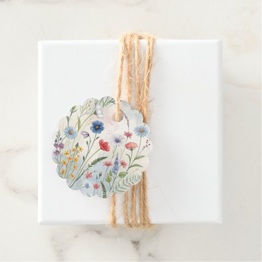 Mountain Thyme Wildflower Wedding Detail Kaart Bedankjes Labels (In situ)