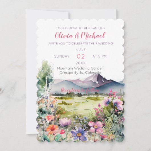 Mountain Thyme Wildflower Wedding Invitation Kaart (Voorkant)