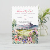 Mountain Thyme Wildflower Wedding Invitation Kaart (Staand voorkant)