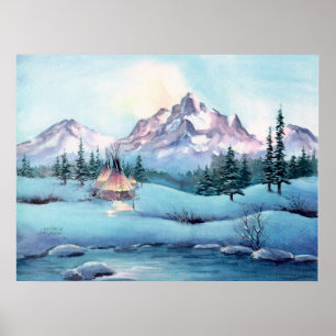MOUNTAIN TIPIS DOOR SHARON SHARPE POSTER