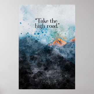 Mountain Top waterverf schilderij inspirerende quo Poster