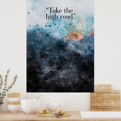 Mountain Top waterverf schilderij inspirerende quo Poster (Keuken)