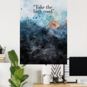 Mountain Top waterverf schilderij inspirerende quo Poster (Thuiskantoor)