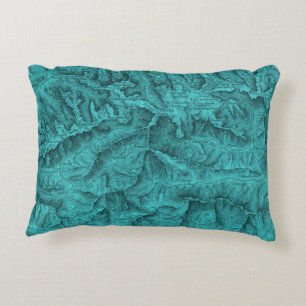 Mountain Topographic Map Blue Accent Kussen