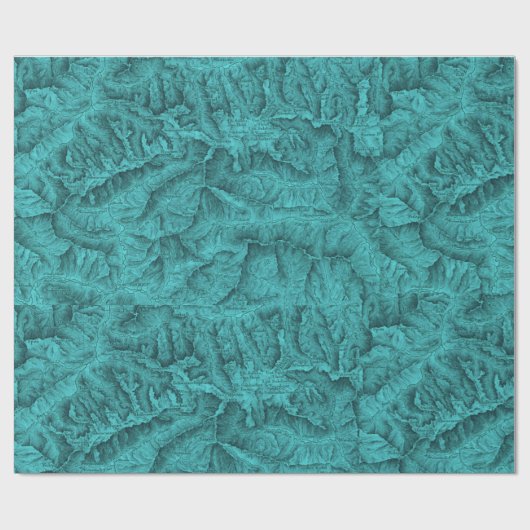 Mountain Topographic Map Blue Cadeaupapier (Vlak)