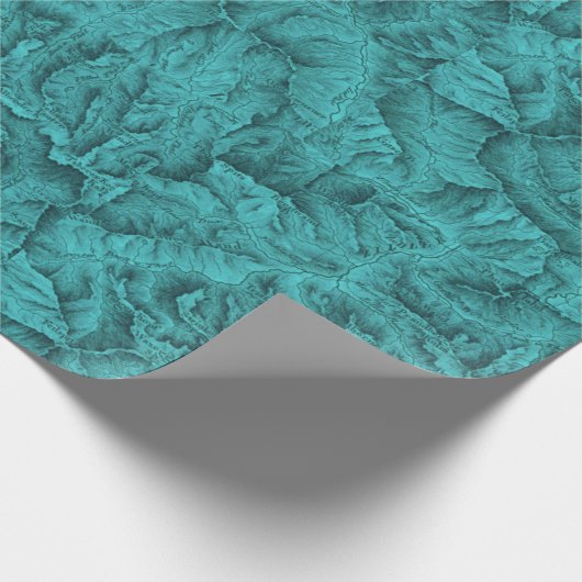 Mountain Topographic Map Blue Cadeaupapier (Hoek)