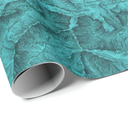 Mountain Topographic Map Blue Cadeaupapier (Rol Hoek)