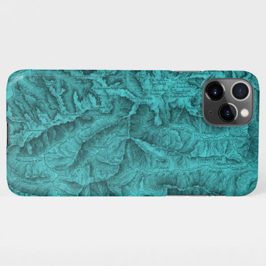 Mountain Topographic Map Blue iPhone Hoesje (Achterkant horizontaal)